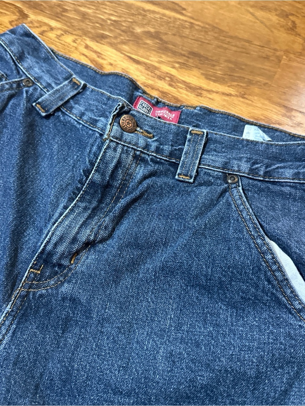 VTG Boys Baggy Blue Jean Carpenter Long Shorts 90s USA Sz 16 26x12
